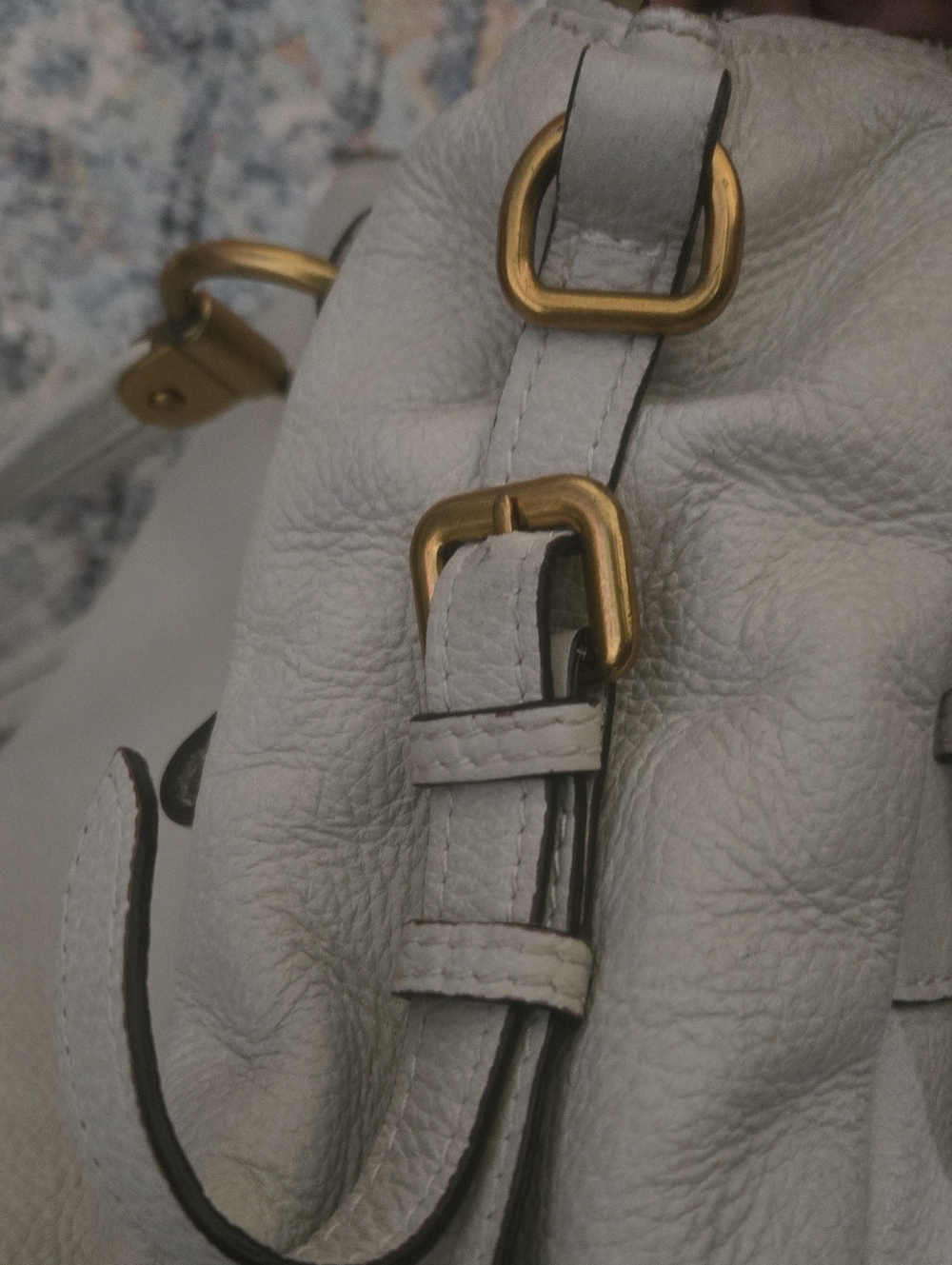 Prada Cream Leather Shoulder Bag with Gold-Tone Hardware - Picture 12 of 16